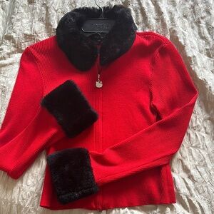 Hello Kitty and Friends Zip up sweater with Black Faux Fur